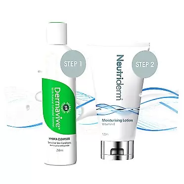 Neutriderm Moisturising Lotion - Deep Hydration for Extra Dry Skin with Vitamin E | Long-Lasting Body Lotion and Facial Moisturizer, 125ml (Large Pre-makeup Bundle)