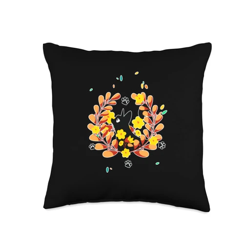 Visit The Feline Serenity Apparel CUTE BLACK ANGEL CAT KITTEN FALL ORANGE Angelic Serene Throw Pillow