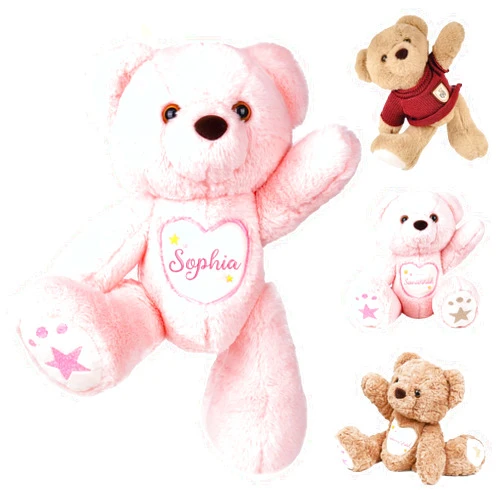 Cryphart Personalized Name Embroidered Bear Plush for Kids, Custom Stuffed Animals, Baby Toddlers Toys, Personalized 1-12 Year Old Birthday Gifts for Girl Boys (Bear Plush)