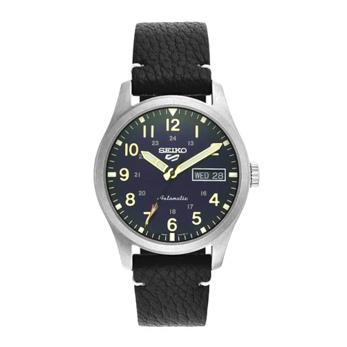 Seiko SRPG39K1 Men's Analogue Automatic Watch with Leather Strap, Black, Fashionable