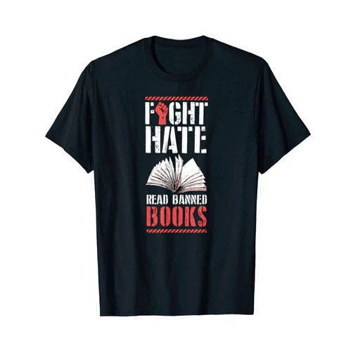 Nerdy Literary Essentials For Banned Book Reading Fight Hate Read Banned Books Literary Teacher Librarian T-Shirt
