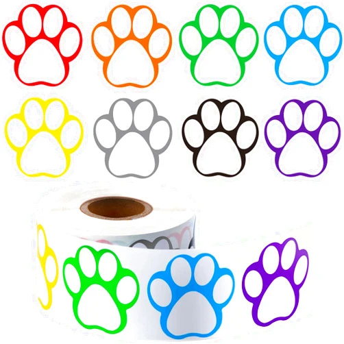Boao 600 Pieces Dog Paw Stickers Colorful Dog Stickers Puppy Paw Decals for Gifts, Mailing, Party Decoration, Envelope Seals, 1.5 Inch