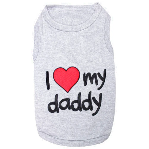 Parisian Pet Unisex Dog T-Shirt - Embroidered 'I Love My Daddy' Fathers Day Dog Tee Shirts - Breathable, Sleeveless Pet Clothes - Dog Shirt for Large Dogs - 3XL