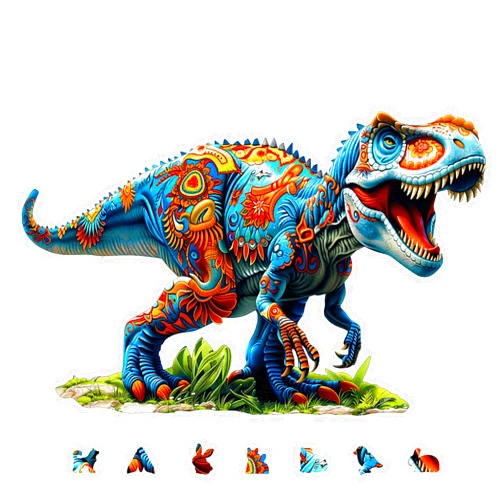 GLOBLELAND 200Pcs Tyrannosaurus Dinosaur Wooden Jigsaw Puzzles for Adults 38.1x24.1cm/15x9.48inch Wood Adult Puzzles Unique Shaped Wooden Puzzles Animal Colorful Jigsaw Puzzles for Birthday Gifts