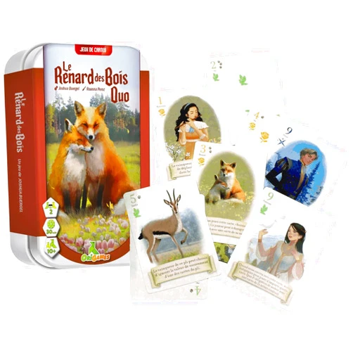 Origames Le Renard des Bois Duo Boîte métal - Jeu de plis coopératif Pour 2 joueurs - Jeu de Carte en français - Trick-Taking Game - 2 joueurs - 85220