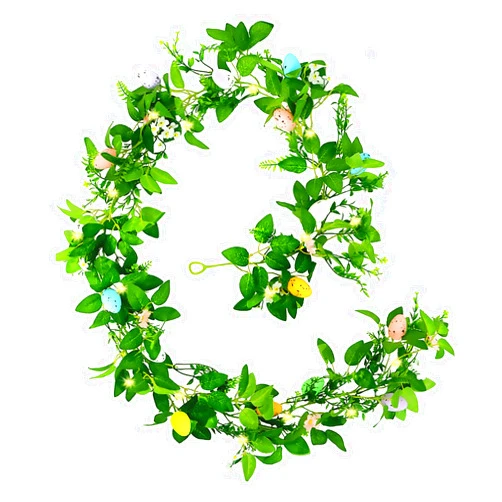 Fegwave 6.6 FT Easter Garland, Easter Decorations Artificial Easter Lights Eggs Spring Garland Vine Table Decor for Home