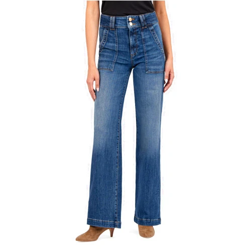 KUT from the Kloth Women's Jodi High-Rise Wide Leg -Porkchop Front Pockets