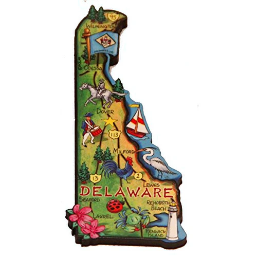 Souvenir Destiny Delaware State Decowood Jumbo Wood Fridge Magnet 5.5