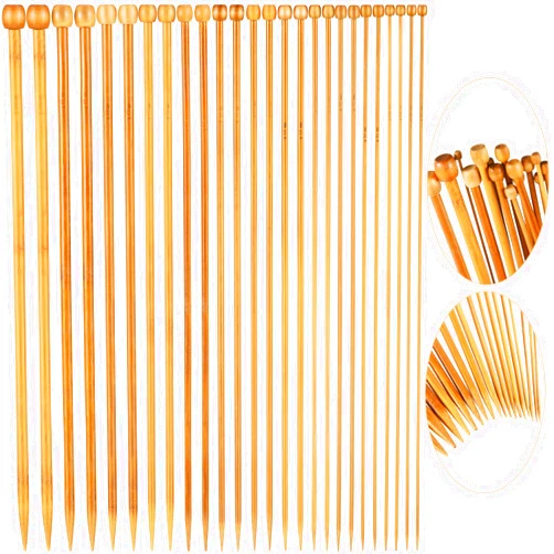 Syhood 36 Pieces/ 18 Pairs Bamboo Knitting Needles Set Single Point Bamboo Knitting Needles 18 Sizes from 2.0 mm to 10.0 mm Straight Knitting Needles for DIY Handmade Projects (13.8)