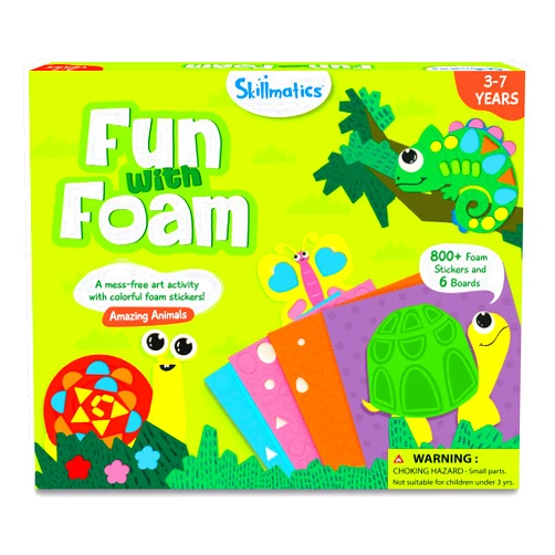 Skillmatics Foam Sticker Art Activity - Animals, Mess-Free Fun for Kids, 800+ 3D Foam Stickers, DIY Felt Craft Kits, Gifts for Boys & Girls Ages 3, 4, 5, 6, 7