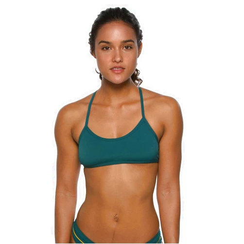 JOLYN Ryan Tie-Back Athletic Bikini Top for Competitive Swimming, Lifeguarding, Full Coverage Women's Swimsuit Top