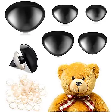 CHENGU 100 Pcs Plastic Animal Safety Noses for Amigurumi Crochet Toy Noses with Washers 15 mm, 18 mm, 22 mm, 24 mm, 30 mm, for Craft Doll Puppet Plush Bear Accessories