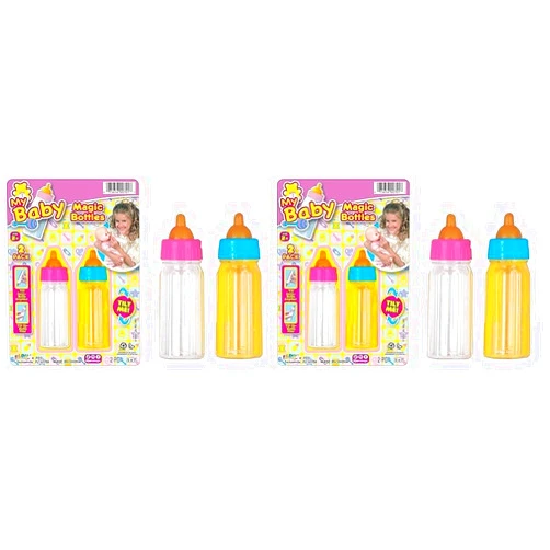 Ja-Ru Magic Baby Doll Bottles Milk Bottle and Juice Bottle, Great Baby Doll Accessories. Set with 2 Bottles. 701-1 (Pack of 2)