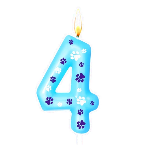 Threlaco Number 4 Blue Dog Paw Birthday Candles Blue Dog Paw Print Themed Birthday Candles Numeral Birthday Cake Topper for Boy Girl Dog Paw Birthday Decoration Blue Dog Party Supplies