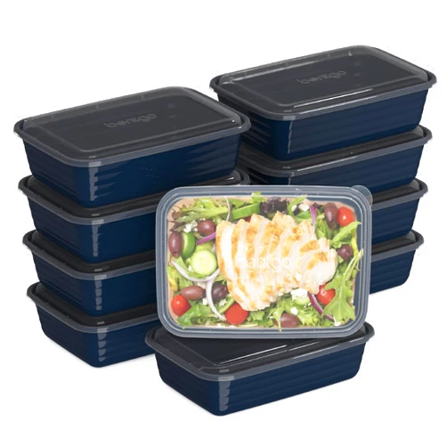 Bentgo Prep - 20-Piece 1-Compartment Reusable Meal Prep Containers with Lids, PFAS & BPA Free Materials, Durable, Microwave, Freezer, & Dishwasher Safe To Go Food Storage (Navy Blue)