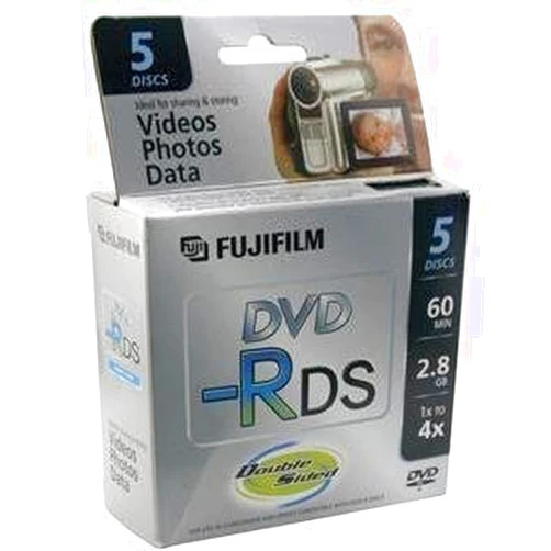 Fujifilm Media 25302910 DVD-R Camcorder 2.8GB 60 Minutes Double Sided Jewel HT - 5 Pack