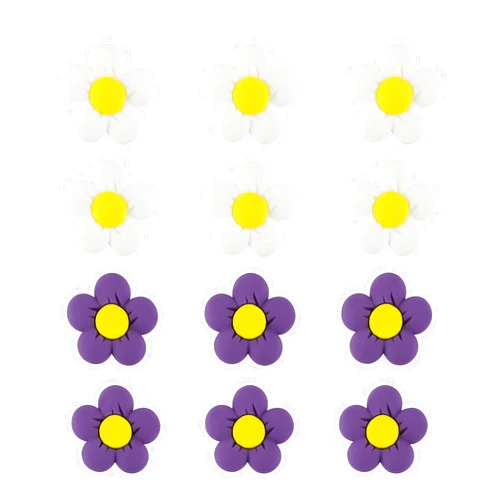 Fafish 12 pcs Flower Shoe Charms for Girls Women, Shoe Decoration Charms with Buttons (White&Purple)