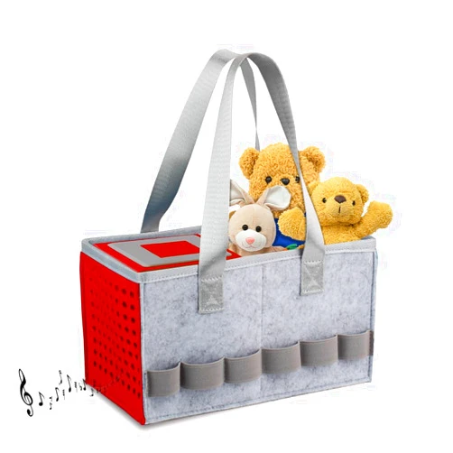 Aukoala Carrying Case for Toniebox Tonies Starter Set & Audio Player Felt Cloth Portable Storage Bag Kids Travel Toy Organizer Tote Bags Handbag (Red)
