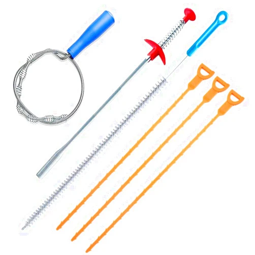 FOMMEN 6 Pack Clog Remover Drain Relief Auger Cleaner Tool,Sink Drain and snake Overflow Cleaning Brush, Sewer Hair Catcher,Applicable to(Bathroom Tub, Toilet,Clogged Drains, Dredge Pipe, Sewers,Sink)