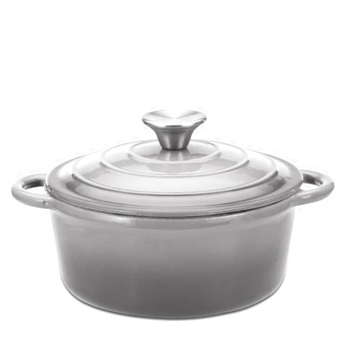 Hamilton Beach Enameled Cast Iron Dutch Oven Gray (3-Quart) | Cream Enamel Coating Dutch Oven Pot with Lid | Cast Iron Dutch Oven with Even Heat Distribution | Easy Grip to Handles & Multipurpose