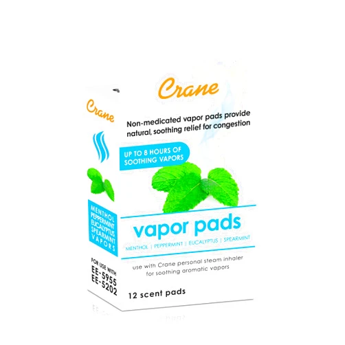 Crane Menthol-Eucalyptus Universal Vapor Pads, 12 Pack, for use Droplets, Corded Inhaler, Warm Mist humidifier