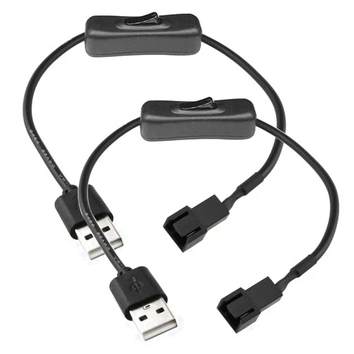 Gebildet 2 Pack USB to 3-Pin / 4-Pin PWM 5V USB Sleeved Fan Power Adapter Cable with Switch, USB to 3 Pin / 4 Pin Case Fan Adapter Connector Cable with ON Off Switch
