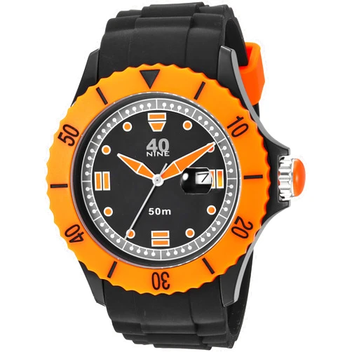 40Nine Extra Large 50mm Black & Orange Watch