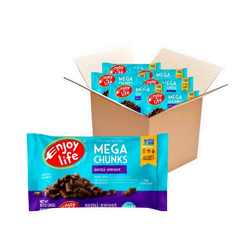 Enjoy Life Baking Chocolate, Soy free, Nut free, Gluten free, Dairy free, Non GMO, Vegan, Paleo, Semi Sweet Mega Chunks, 10 Ounce Bags (Pack of 6)