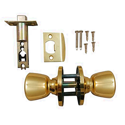 MI MADOL IMPORTS, LLC MADOL Passage Hall-Door, Closet Knob with Adjustable Latch, Polished Brass [201PB] Similar to Kwikset Chapa para Puerta de Corredor, Adjustable