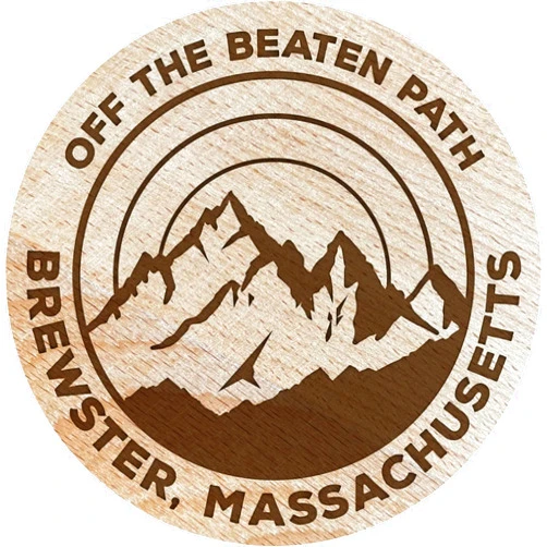 R and R Imports Brewster Massachusetts Souvenir Etched Wooden Coaster 3.5
