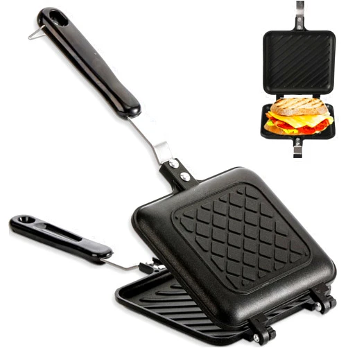 ZOOFOX Sandwich Maker, Grilled Sandwich and Panini Maker Pan with Non-Stick Plates, Stovetop Toasted Sandwich Maker Aluminum Flip Pan for Home Kitchen, 5.9