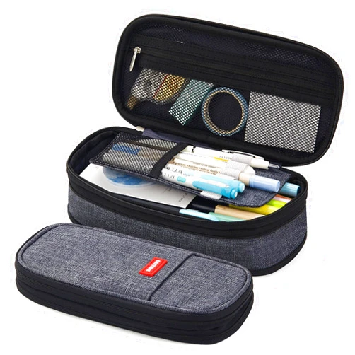 EASTHILL Big Capacity Pencil Pen Case Office College School Large Storage High Capacity Bag Pouch Holder Box Organizer (Deep Gray)
