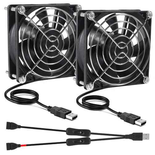 ALAMSCN 2pcs Quiet 80mm USB Fan 5V 8025 80x25mm Portable Cooling Fan with ON/Off Switch for PC Computer Case Receiver DVR PlayStation TV Box CPU Coolers Radiators