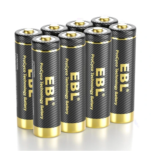 EBL Gold Pro Rechargeable AA Batteries 1.2V 2800mAh NIMH Battery Upgraded High Capacity AA Battery Precharged Double A Battery - 8 Packs