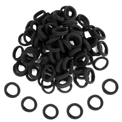 Zingso Baby Hair Bands Kids Toddler, 100 Pieces Black Soft Small Tiny Elastic Hair Ties Rubber Bands Hair Bands Ponytail Holders for Baby Girls