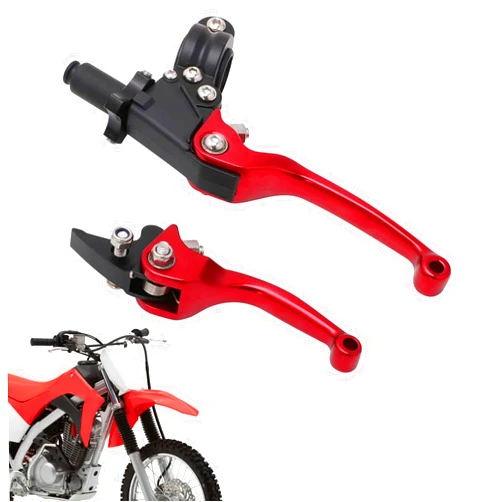 JFG RACING Motorcycle Clutch Brake Lever 7/8'' 22mm Folding Levers Aluminum Alloy Universal for 110cc 125cc 140cc 150cc SSR Apollo RFZ 125 DBX18/19 Xpro Coolster Thumpstar Baja Dirt Pit Bike Red