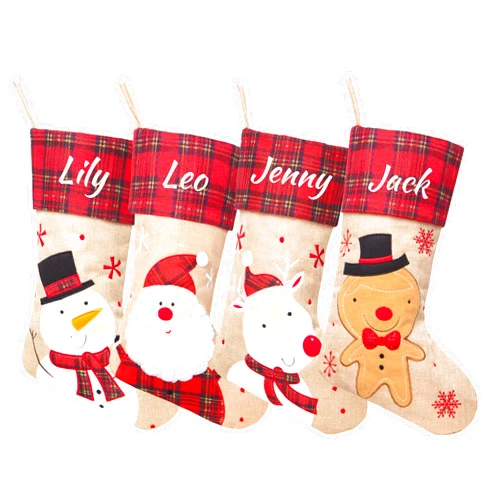 MisUMis 4 Pack Embroidery Personalized Names Christmas Stockings Gift Bags for Family (4 Pack)…