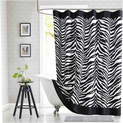 BESTRIPES Zebra Shower Curtain, White and Black Zebra Stripe Print Fabric Shower Curtains for Bathroom, Waterproof Bathroom Curtains, 62