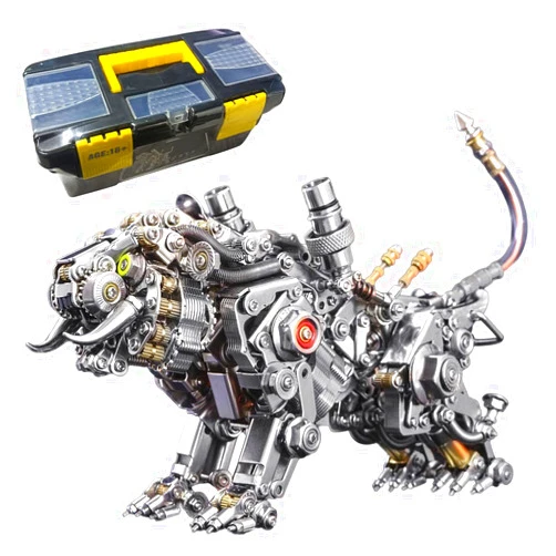 Domiuie 3D Metal Puzzle Kit, 700+Pieces Steampunk Bengal Tiger Model 3D Jigsaw Puzzles Assembly Mechanical Animal Model Kits for Kids & Adults, 18 x 8 x 12cm