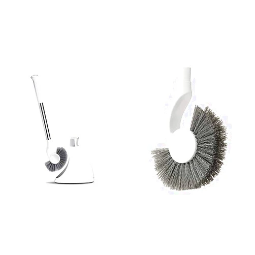 Simplehuman Store simplehuman Toilet Brush with Caddy, Stainless Steel, White & Toilet Brush Replacement Brush Head, White White Brush + Brush Head