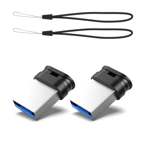 RAOYI 2 Pack 64GB USB Flash Drive, USB 3.0 Mini Fit Memory Stick Ultra Slim Thumb Drive Jump Drive Zip Drive Pen Drive with Lanyard-Black