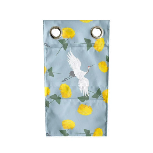 Ambesonne Yellow Bird Hanging Pocket Organizer, Flying Cranes and Flowers Pattern, Printed Polyester Storage Bag with Pockets, 9