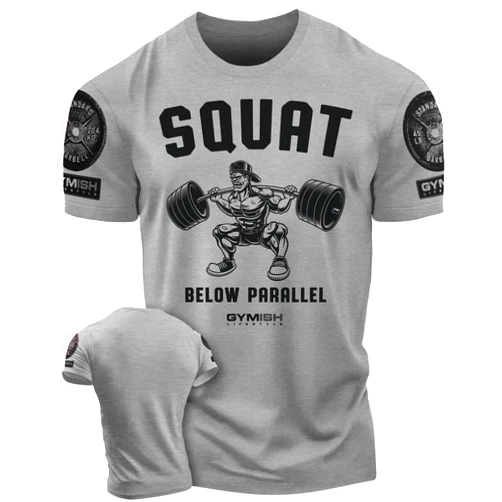 Gymish Lifestyle Workout Shirts for Men, Squat Bellow Parallel Gym Shirt Funny Lifting T-Shirt
