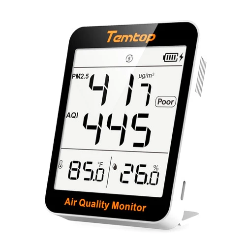 Temtop Air Quality Monitor, Indoor Thermometer Portable AQI PM2.5, Temperature, Humidity Detector for Home, Office or School, Air Quality Tester, Battery Powered, Magnetic Suction