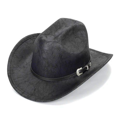 FGSS Women-Men Classic-Western Cowboy-Hat - Wide-Brim Pu Leather Cowgirl Cap Fedora Hats with Buckle Outback for Outdoor (22