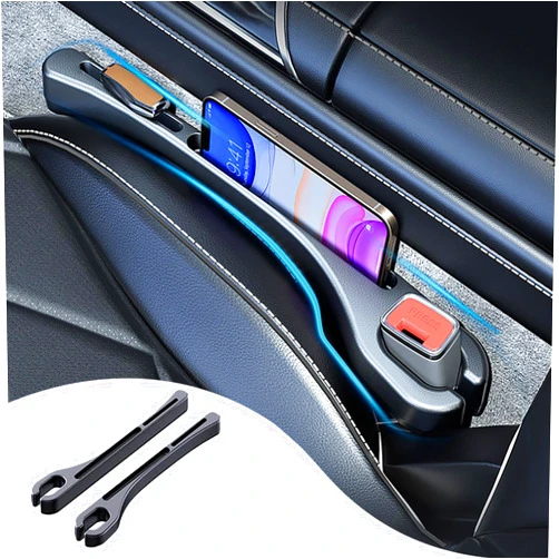 YOXCAN Universal Car Seat Gap Filler 2PCS Car Organizer for Holding Phone,Key,Purse Seat & Console Gap Stopper Fits Car Truck SUV Car Interior Accessories (Black)