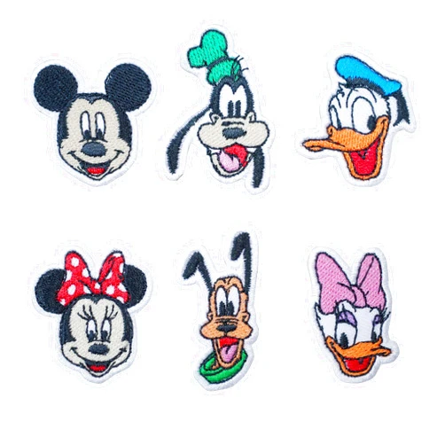 Octory 6 PCS Mini Set Cute Cartoon Mickey Iron On Patch for Clothing Saw On/Iron On Embroidered Patch Applique for Jeans, Hats, Bags