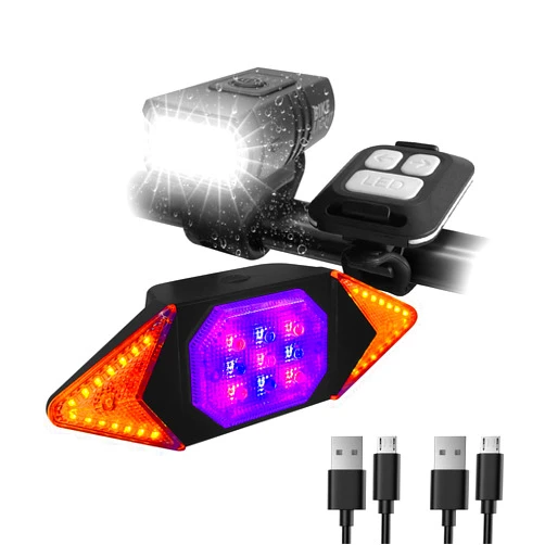 Maketheone Bike Lights Front and Back Rechargeable, MakeTheOne Super Bright Bicycle Headlight and Tail Light Set Turn Signals, Easy to Install Safety Flashlight Warning Rear Blinkers for Night Riding Cycling