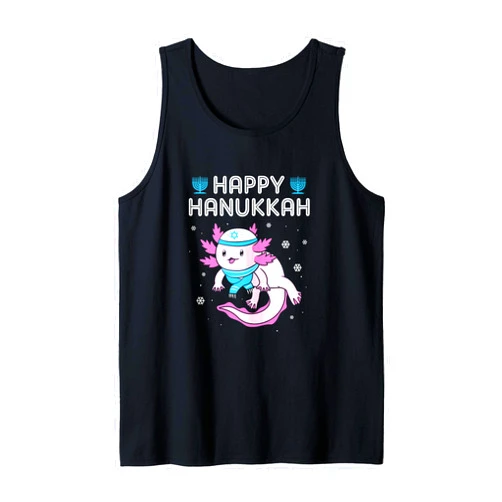 Hanukkah Festival Of Lights Jewish Holiday Gifts Happy Hanukkah Festival Jewish Axolotl Tank Top