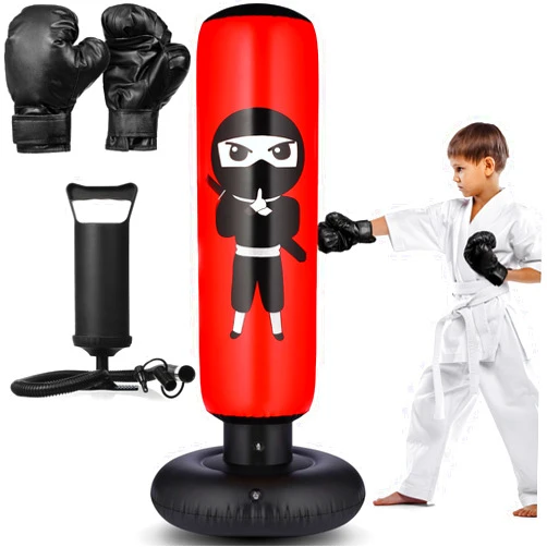 Gemscream Inflatable Punching Bag Toy Set for Kids 63 Inch Boxing Bag Kicking Bag with Boxing Gloves and Inflatable Pump for 3-12 Age Boys Girls Practicing Karate Taekwondo